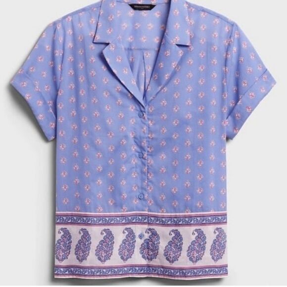 Banana Republic Border Print Boxy Shirt - Picture 14 of 14